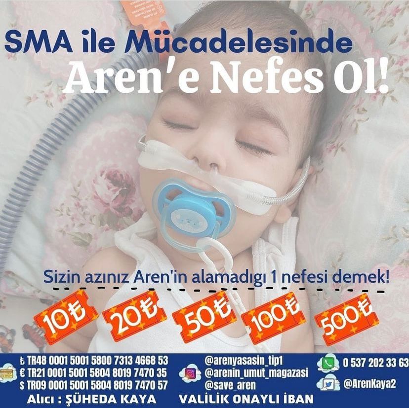Aren 5 yillik tup bebek mucadelesi sonucu dunyaya geldi. Kokusuna alisamadan bu hastalikla tanistik. Simdi 8 ayri cihaza bagli 1 damla suyu bile yutamayacak halde ilacina kavusmayi bekliyor. Ve ilaci alabilmek icin son 1 ayimiz kaldi. #AreninSesiOl 
<a href="/recebterzi/">recep terzi</a>