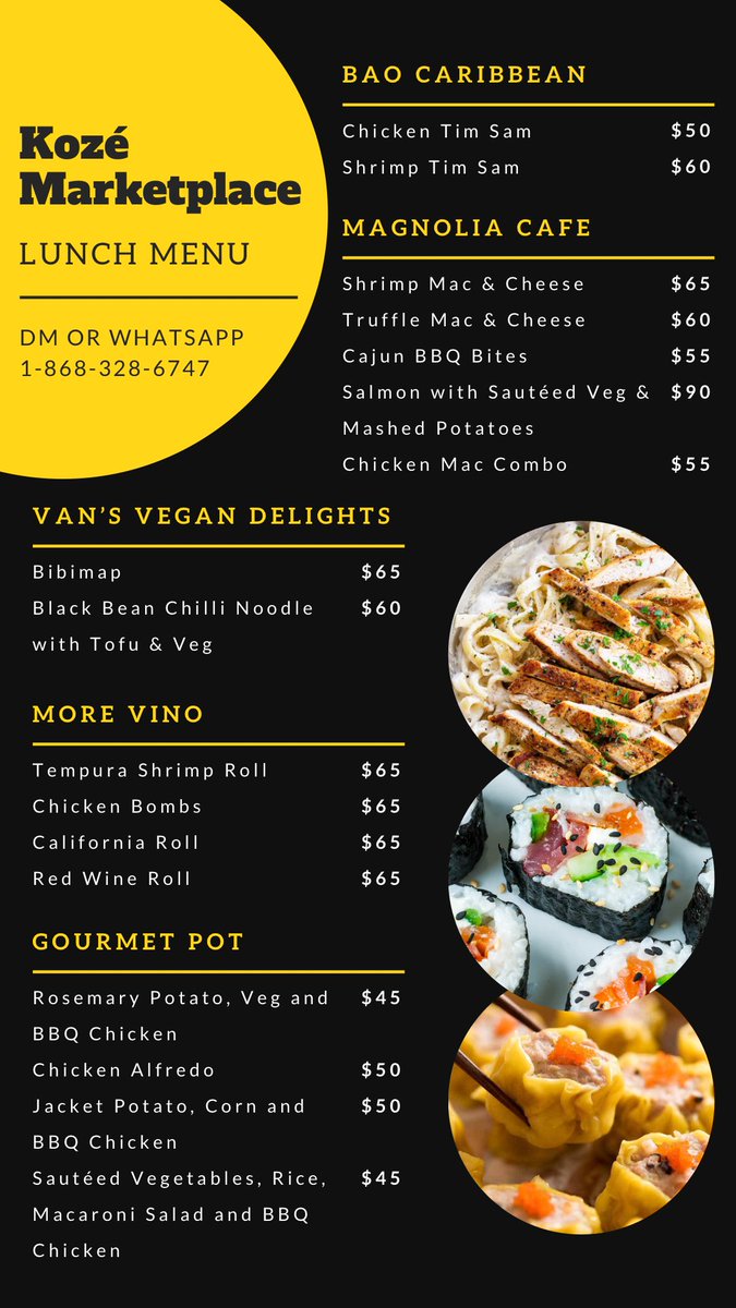 kozemarketplace's tweet photo. Fri-YAY Menu! Have sumting nice to eat today! 🍽 https://t.co/fxIE59RNvv