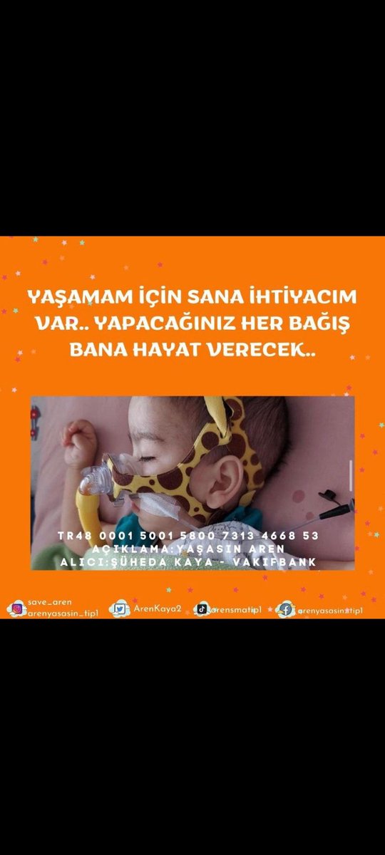 Yaşamak için sizin bagislariniza ihtiyacı var lütfen duyarlı olalım #AreninSesiOl