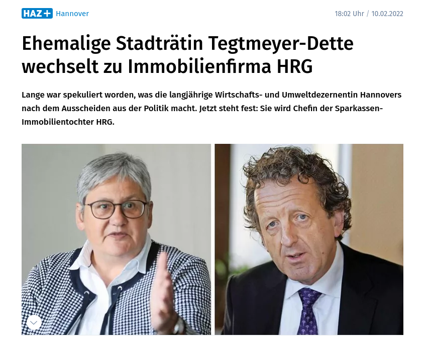 167Solidarisch's tweet photo. Warum wir nicht mit Politikern zusammenarbeiten?

Wirtschaftsdezernentin Tegtmeyer-Dette (Grüne) wollte uns vor einem Jahr erklären, dass Obdachlose auf den Straßen in #Hannover erfrieren müssen weil die Stadt kein Geld hat.
Nun arbeitet sie für die Immobilienfirma einer Bank. https://t.co/LHqndMRRdh