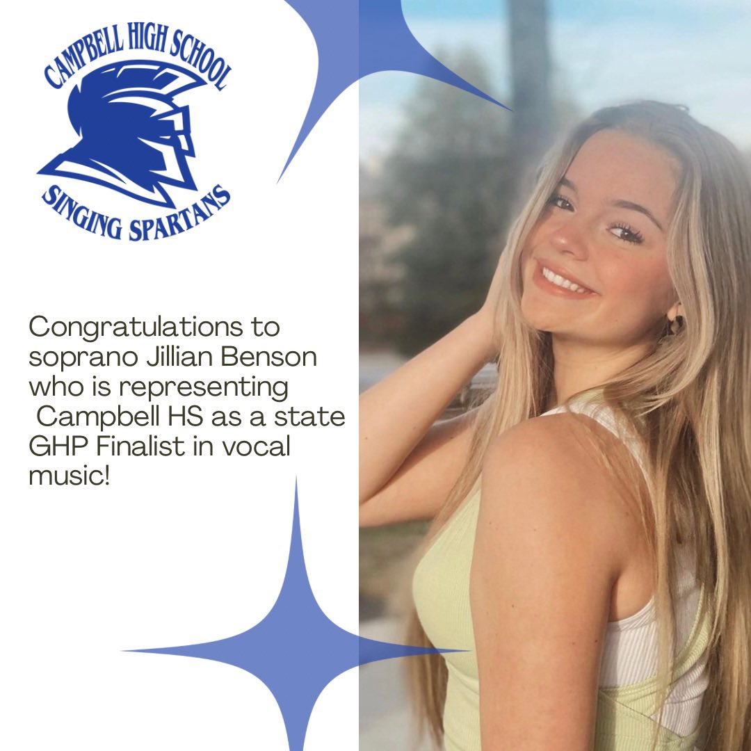CHS Singing Spartans (@chsspartanssing) on Twitter photo So proud of Jillian for representing Campbell at the state level. One more round and an audition at Berry college on 2/26!! Congrats!! #cobbperforms #excellenceisourhabit <a href="/Chssparta/">Campbell High School</a> <a href="/SpartanFineArts/">Campbell HS Fine Arts</a> So proud of Jillian for representing Campbell at the state level. One more round and an audition at Berry college on 2/26!! Congrats!! #cobbperforms #excellenceisourhabit <a href="/Chssparta/">Campbell High School</a> <a href="/SpartanFineArts/">Campbell HS Fine Arts</a>