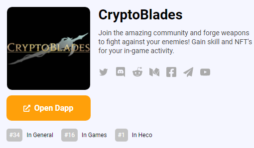 CryptoBlades's tweet photo. 💥#CryptoBlades is taking over @HECO_Chain💥
🥇We are the Number 1 game on HECO and with that, We want NUMBER 1 in the #Heco Master Builder Competition!
🪙This comes with the potential of a Huobi token-listing and a $2 Million investment!
#Crypto #SKILL #KING #P2E #WhenListing https://t.co/s2hqAw2zC9