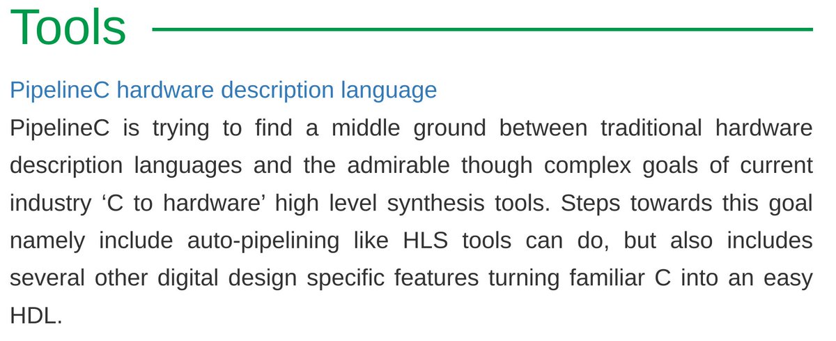 pipelinec_hdl's tweet image. Alot of C and C++ indeed! Why not do your hardware description in a C look too? :) Thanks for the kind words @embedsys . Try out an easier HDL today! #PipelineC #FPGA #ASIC #HDL #FPGAFriday