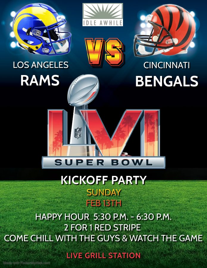 AwhileIdle's tweet image. Super Bowl Sunday @ Idle Awhile