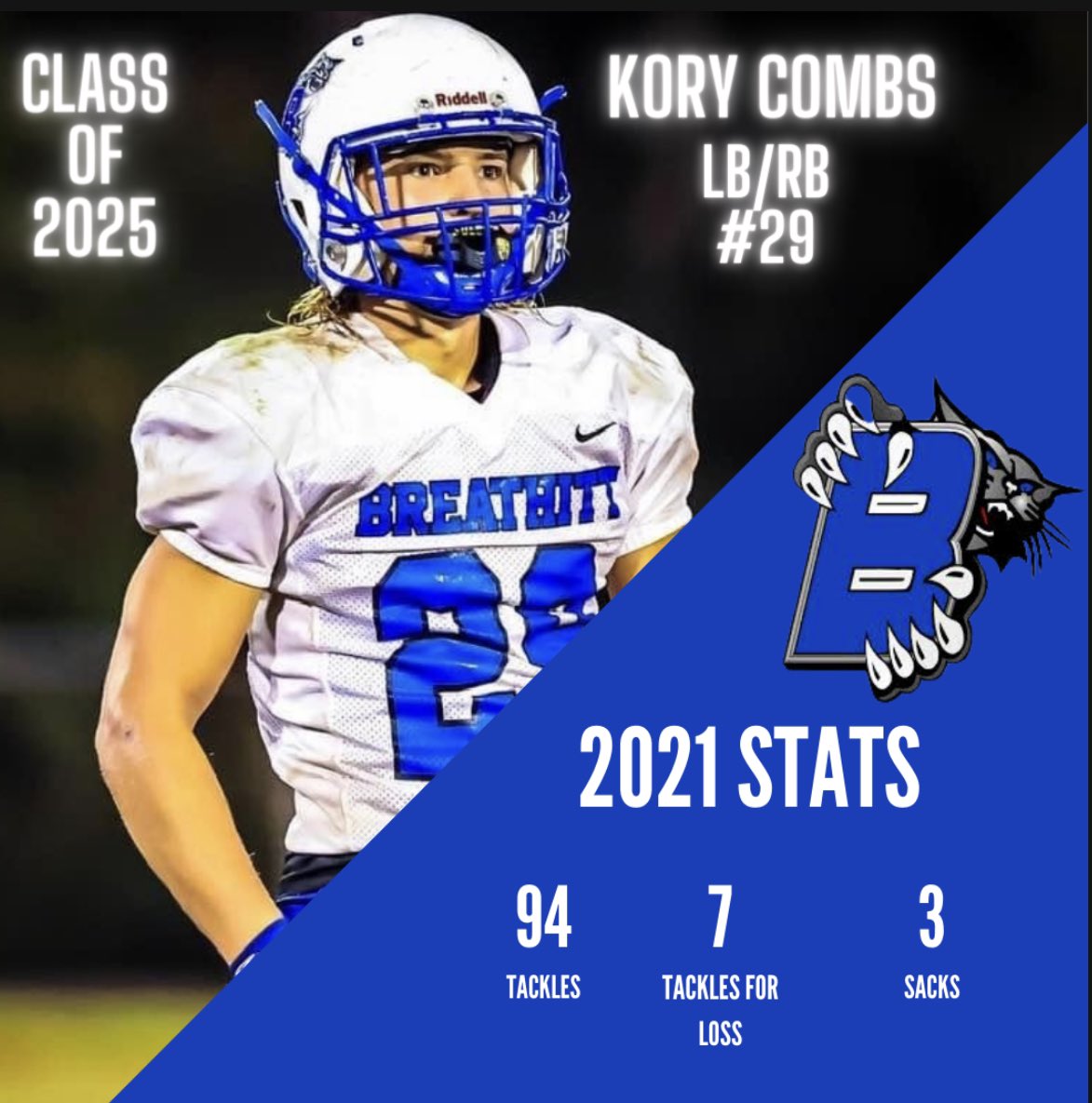 Freshman LB/RB Kory Combs had 94 tackles and 3 sacks in 21’ while being the signal caller on defense… Look for big things this fall from #29 @CaseyAl62171239  <a href="/BreathittCoach/">Kyle Moore</a> <a href="/jdc_combs/">Justin Combs</a>