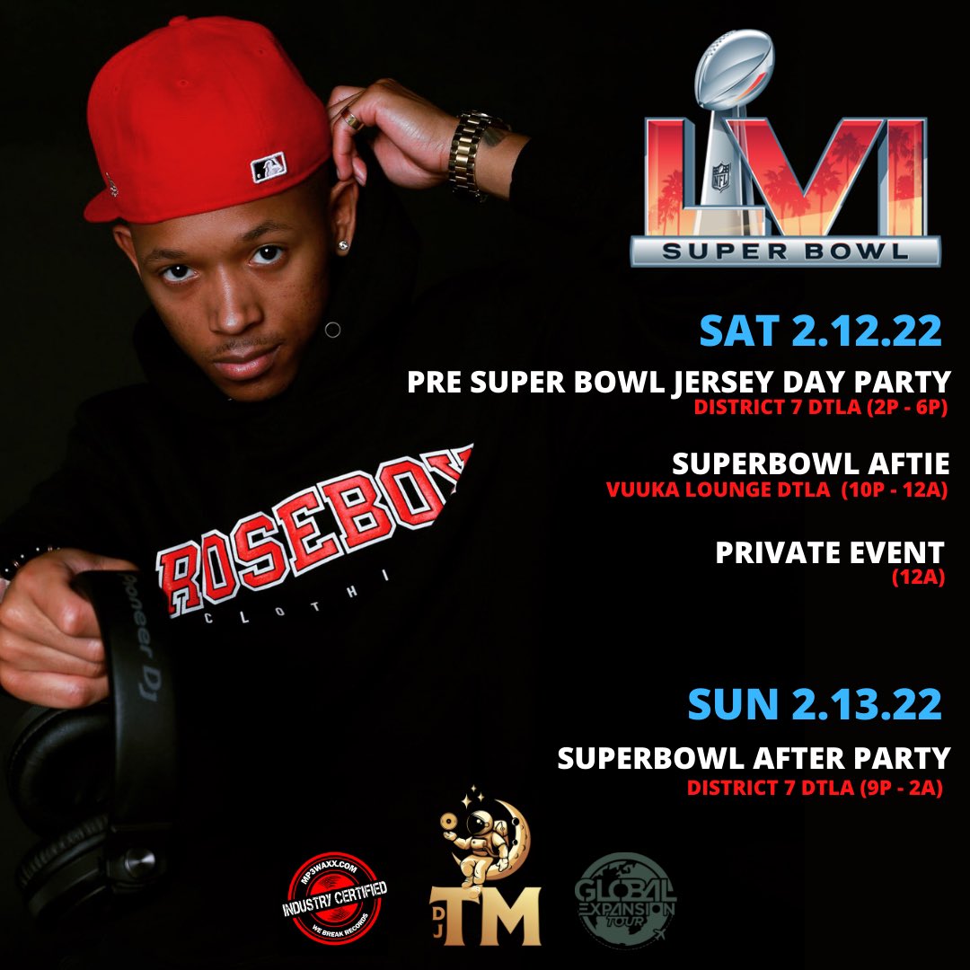 TreMonJamal's tweet photo. The weekend is quickly approaching, and Super Bowl LVI is HERE. Good Vibes only for this weekend. LA WE LIVE. ๐ซ
#TheColdestAlive #MP3WAXX #GlobalExpansion https://t.co/zQKFQUdhiE