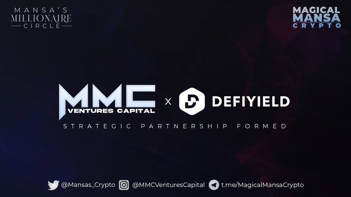 We are proud to announce that MMC Ventures Capital and <a href="/defiyield_app/">Defi</a> have formed a strategic partnership🚀

MMC joins <a href="/defiyield_app/">Defi</a>  list of backers like Defiance Capital &amp; Fenbushi, top exchanges like Huobi &amp; OKEX Dreamventures, and more.