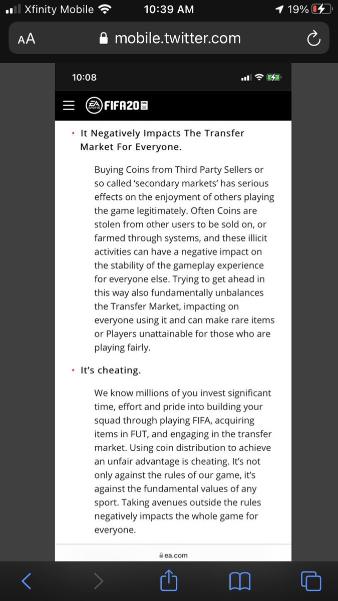 tomventola's tweet photo. @ImVador @oberle_jack @EAFIFADirect At the end of the day it’s an exploit. No other way to put it. Do you think these people all started playing yesterday and all supposedly didn’t know you only receive one set of rewards? I know kids that got banned for wagering matches and now this shit..?? What a joke company. https://t.co/YjnOmu1bXX