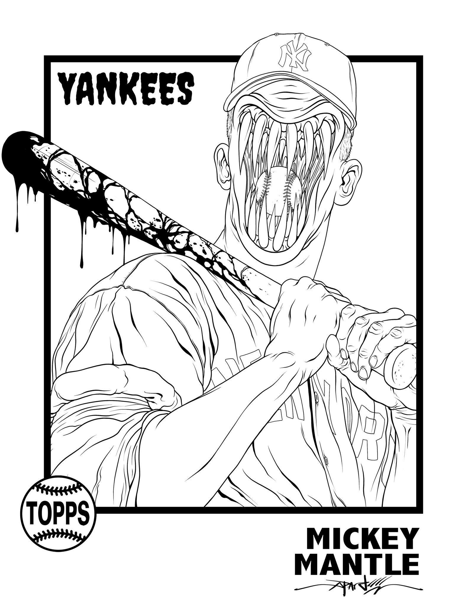 Alex Pardee on X: My entire collection of @Topps cards as free  downloadable coloring pages is now complete, with the final two legends.  Mickey Mantle and Honus Wagner. Enjoy! 👍  /