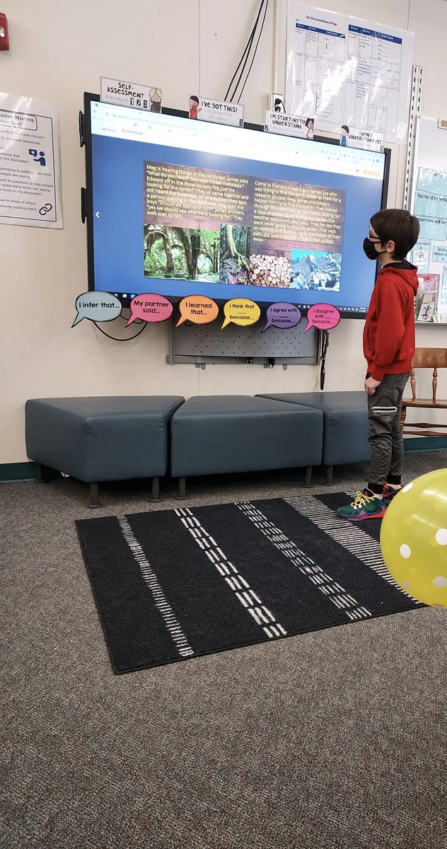 MsLeva__'s tweet photo. We have been working hard on writing narrative e-books about the rainforest and today we got to present them! The creativity really shined through! #joyfullyengaged https://t.co/0hD1kid3o0