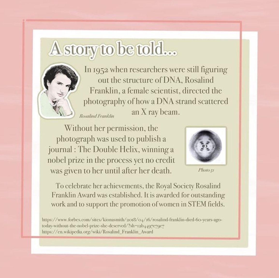 wmcev's tweet photo. Today is International day of Women and Girls in Science! (11/02/2022)

Read Rosalind Franklin's wonderful discovery of the structure of DNA.

#competition #maths #mathslover #mathsisfun #mathsday #internationalscience #WomenInScience #GirlsInScience #STEM #RosalindFranklin #DNA https://t.co/Cy2ycjGV99