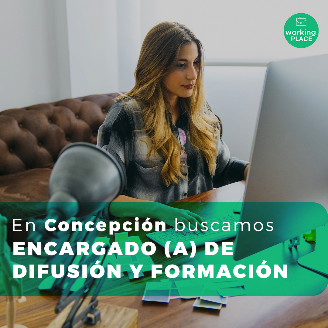 OFERTA LABORAL EN CONCEPCIÓN📣

Buscamos Encargado(a) de Difusión y Formación📲

Eres una persona persona creativa, proactiva, enfocada en los detalles y con habilidades comunicacionales?😉

Te estamos buscando!

Encuentra la información de postulación en workingplace.cl/oferta-difusion