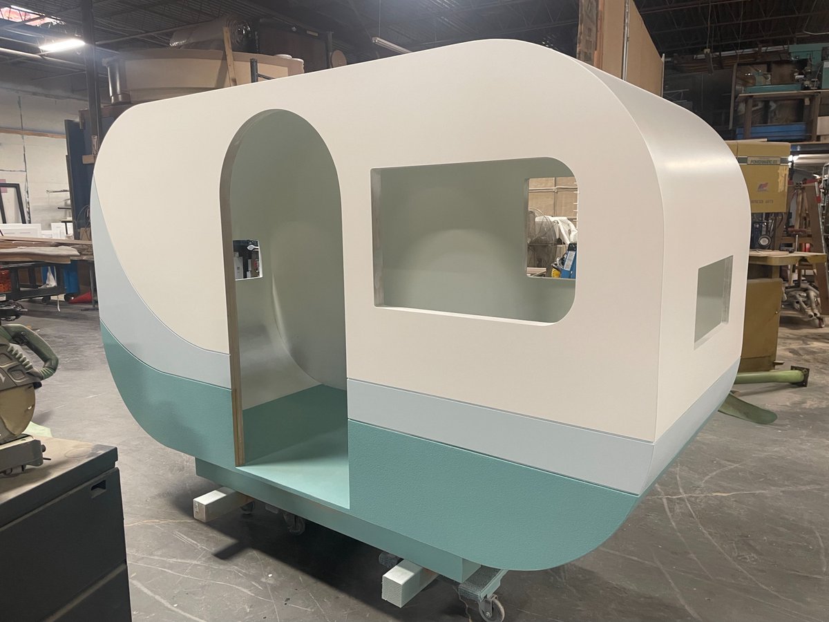 MuseumArts's tweet photo. #Color scheme is key! We’re adding the finishing touches of paint on this kids’ camper for a local area play-space. It’s always more fun when adding bright, cheerful colors—play away! #pantone #playtime #PlaygroundDesign #Painting #Playground #Camper #Airstream #WorkInProgress https://t.co/JGb38EimD8