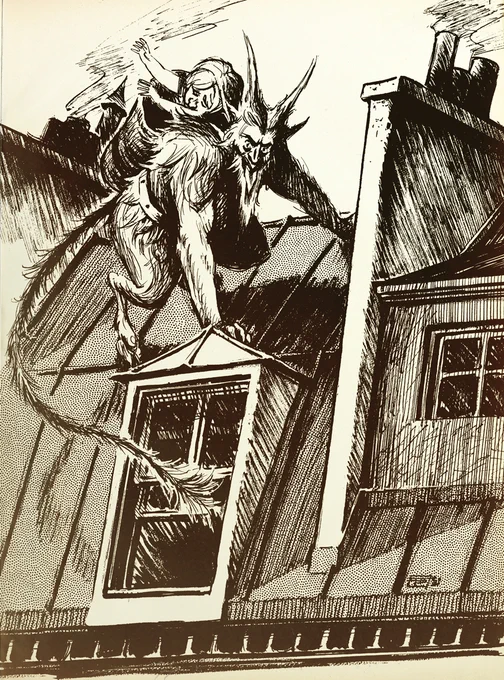 Black &amp; white (ish) version of the Krampus card from last year. 