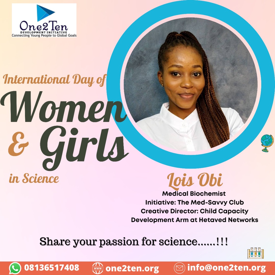 One2TenProjects's tweet image. Lois Obi is a Medical Biochemist inspiring young minds and igniting passion for Medicine  and the sciences in kids. Her initiative "The Med-Savvy Club" is a STEM based curriculum, centered on helping kids develop their creativity, critical thinking, and problem solving skills.