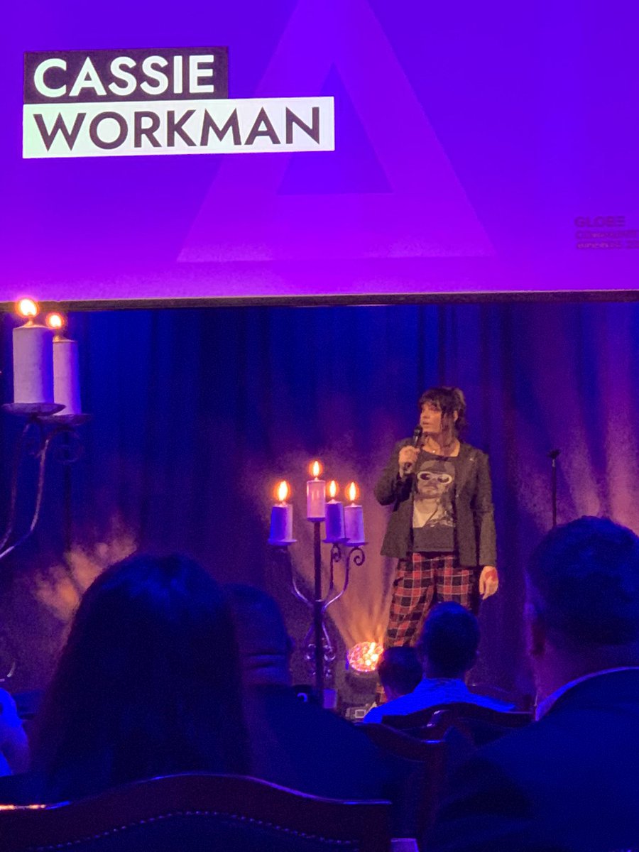 JaxCoates's tweet photo. Cassie Workman is a genius comic, know her by her name  @jobsbank #reuniteconnectrepresent #globecommunityawards2021 https://t.co/N1c0WvYD6X