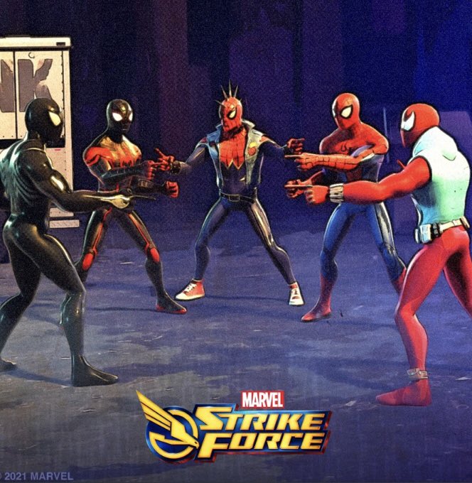 A recent Marvel Strike Force ad  references the infamous pointing meme.