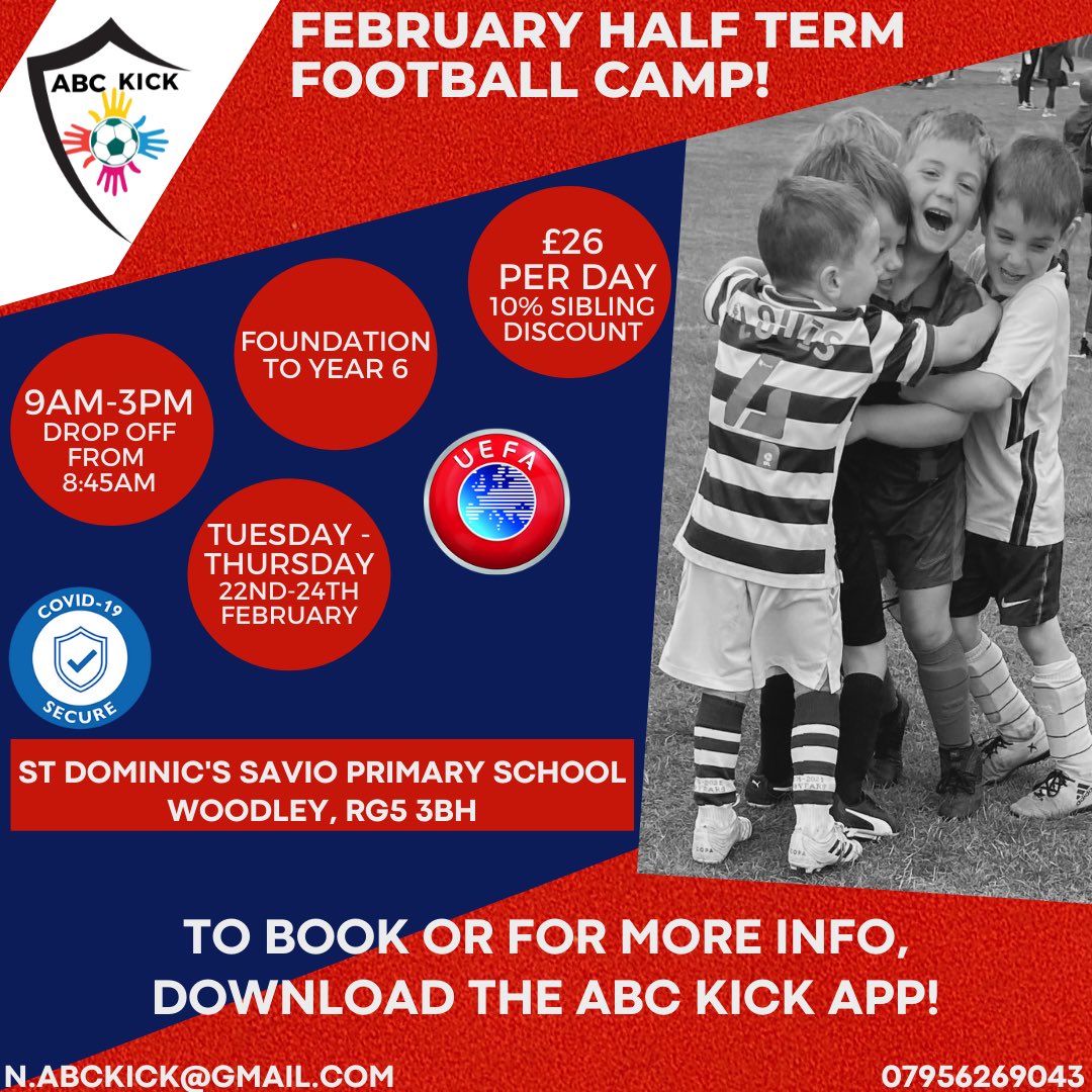 ⚽️FEBRUARY FOOTBALL CAMP!⚽️
Our FA qualified coaches welcome all children to enhance their skills through fun football games, engaging challenges and exciting matches!
Our innovative camp curriculum uses enthusiasm to enhance every child’s skills &amp; confidence.
Sign up via our app