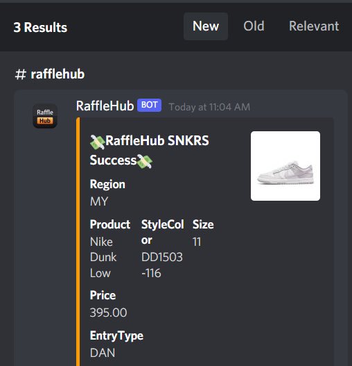 After a long lost W, finally manage to win small in first run on 2022. Bot: <a href="/rafflehub_io/">RaffleHub</a> <a href="/RafflehubS/">RaffleHub_Success</a>
Proxy: <a href="/PookyyAIO/">Pookyy Proxies</a> <a href="/kirbyproxy2021/">Kirby Proxy</a> 
VCC: <a href="/ill_vcc/">ILL_VCC</a> <a href="/snk_ill/">SNK_ILL FNF</a> 
Acc: <a href="/kirbyproxy2021/">Kirby Proxy</a> yyds