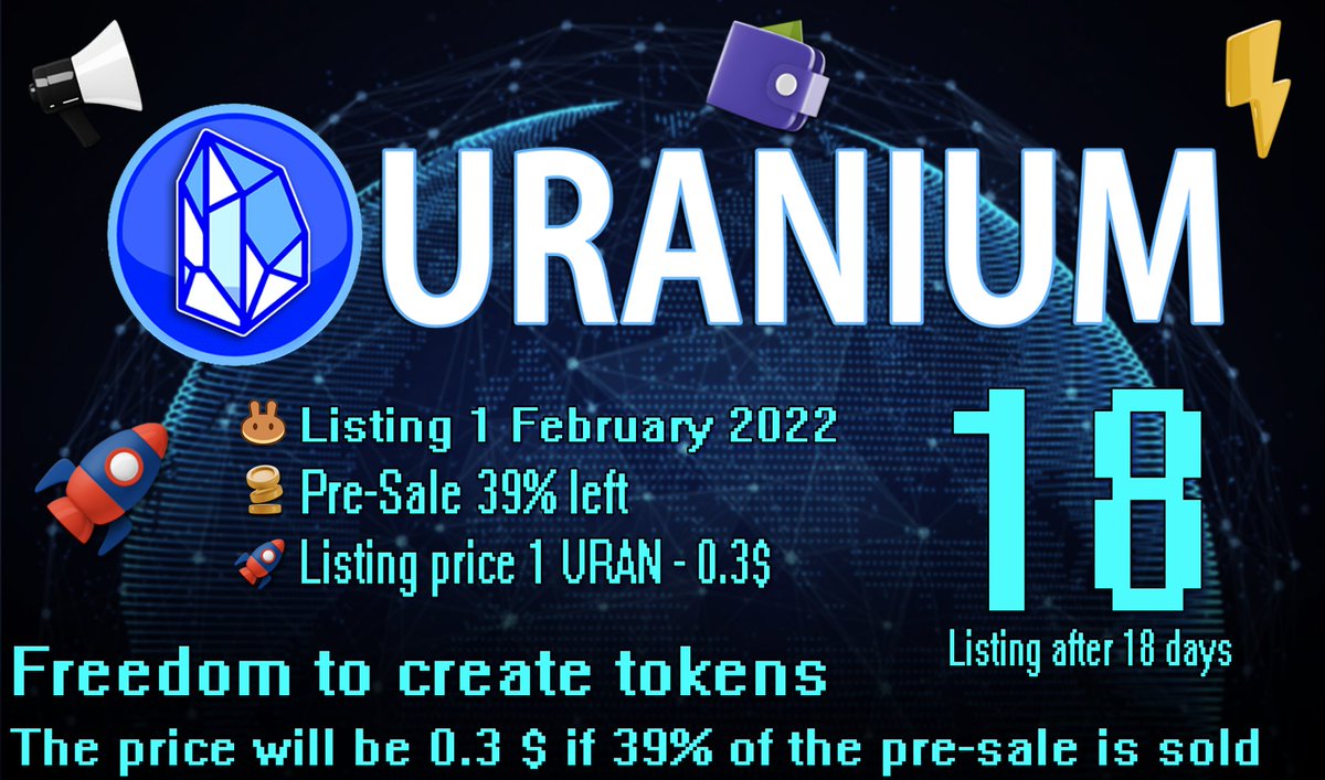 Coin_Hub_News's tweet photo. ⚡️URANIUM DIGITAL⚡️
Video instruction
https://t.co/Xa8eaZlzPd
Free 🎁 210 (URAN) Tokens 
Reward 🎁 for a referral 100% = URAN
⚡️Listing Pancakeswap after 18 days⚡️
✅👇 Project Link :
https://t.co/zI1p85eEEq
✅👇 Airdrop Link :
https://t.co/q0Za6W0wFn https://t.co/kgvnMxskcb