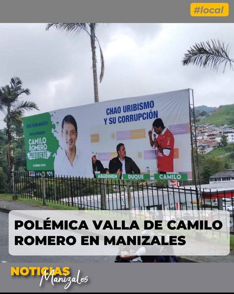 CamiloRomero's tweet photo. ¡Colombia dice chao uribismo!

Más que una valla, este es el sentimiento de cambio de la ciudadanía del país que se cansó de los malos gobiernos.

Duque y Abudinen representan lo que el país quiere dejar en el pasado.

¡No #EstaDuro, estoy seguro que Colombia elegirá cambio! https://t.co/mi1yzE5BJ6