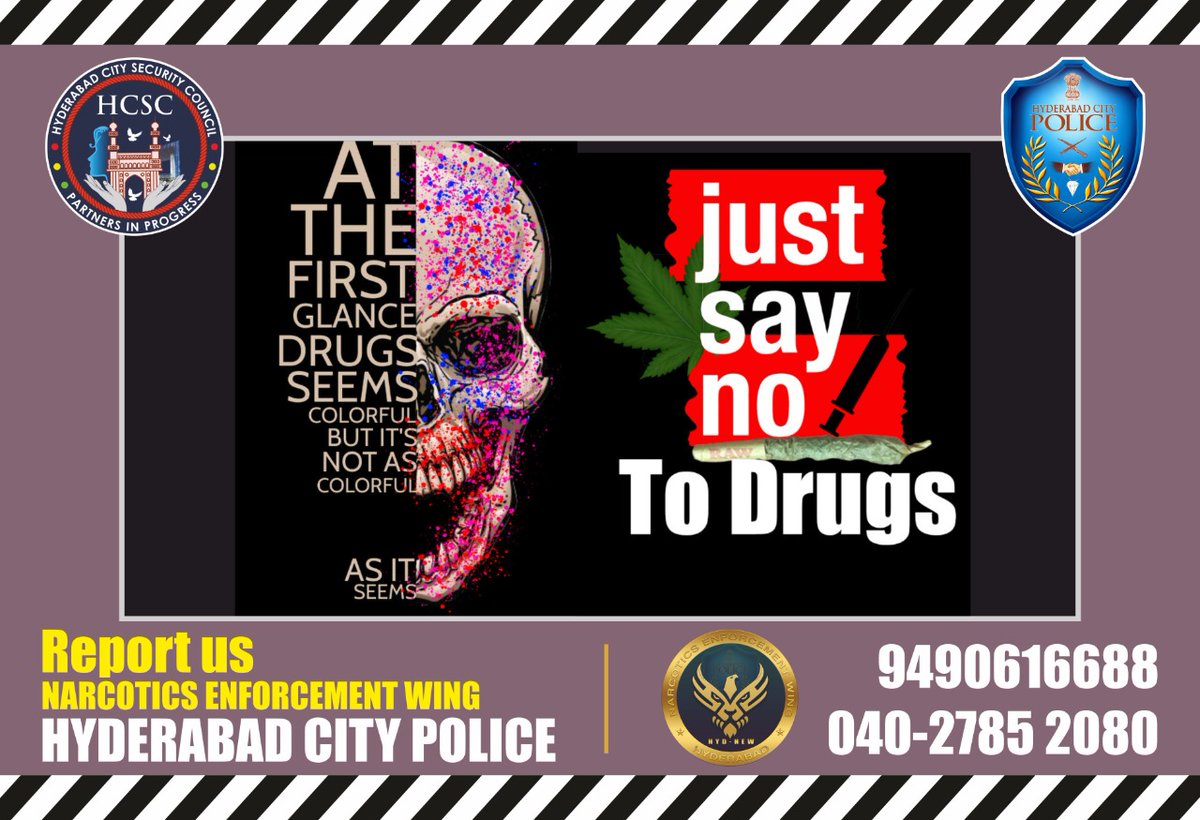 HCSC_Hyd's tweet photo. At first glance, drugs seem colorful but it is not as colorful as it seems. JUST SAY NO TO DRUGS!

#HCSC #HyderabadCitySecurityCouncil #saynotodrugs #reportus #drugs #drugaddiction #drugtrafficking @CPHydCity @hydcitypolice https://t.co/fn5NT47Wlv