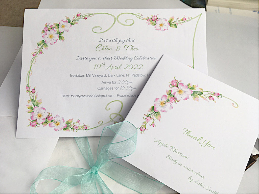 JulesSmith4's tweet photo. Completed and delivered to delighted customers. Bespoke Wedding Stationary for a Spring Wedding. Happy Friday twitter friends. Wishing you all a wonderful weekend.#AppleBlossom #Watercolourpainting #SpringHappiness #bespoke #weddingstationary #HappyFriday #natureinspires πΈπΌππ€ https://t.co/si55WqWpom