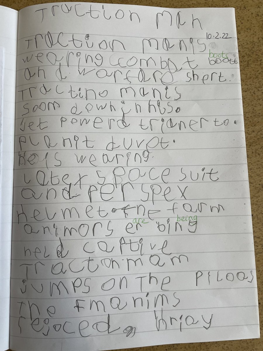 PendockPrimary's tweet photo. Amazing writing from Class 1 this week - imitation phase of #talk4writing The children have loved using Traction Man as a basis for their writing! So looking forward to their own versions 🙌🙌 @CofEWorcEduTeam #writing #poweroftalking #actions #determination https://t.co/nFG4UrOMYD