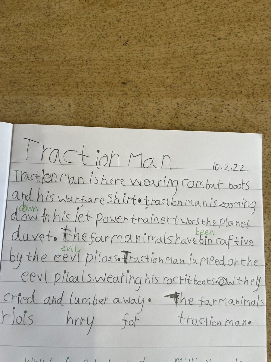 PendockPrimary's tweet photo. Amazing writing from Class 1 this week - imitation phase of #talk4writing The children have loved using Traction Man as a basis for their writing! So looking forward to their own versions 🙌🙌 @CofEWorcEduTeam #writing #poweroftalking #actions #determination https://t.co/nFG4UrOMYD