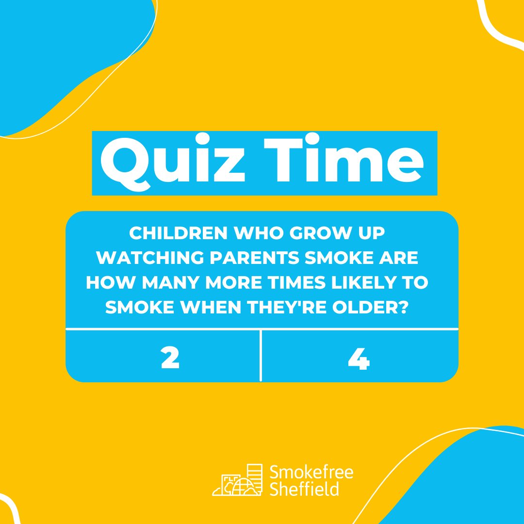 smokefreesheff's tweet photo. It's #ChildrensMentalHealthWeek. Children who grow up watching parents smoke are how many more times likely to smoke when they're older?
#SmokefreeSheffield #HowToQuitSmoking https://t.co/FAvo6nYWOT