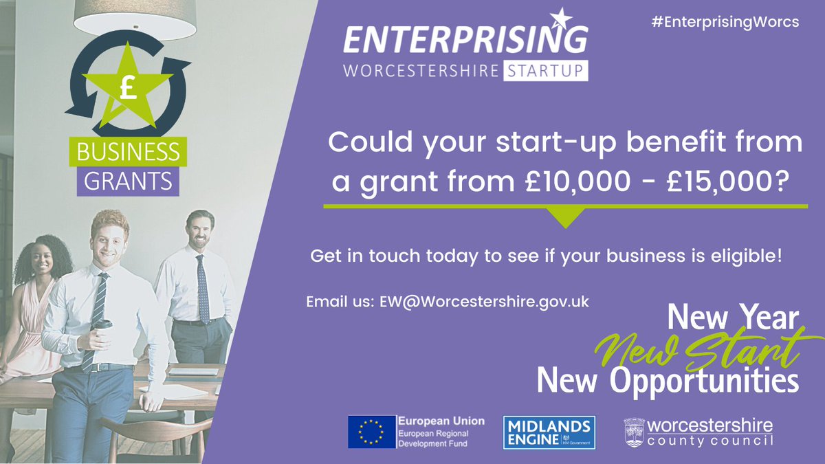 There is just 1 WEEK left to apply for our #EnterprisingWorcs first grant call of 2022! 

Grants from £10,000 to £15,000 are available to eligible #Worcestershire start-ups and early-stage businesses under 3 years old. 

To check eligibility, visit ➡️bit.ly/EnterprisingWo…