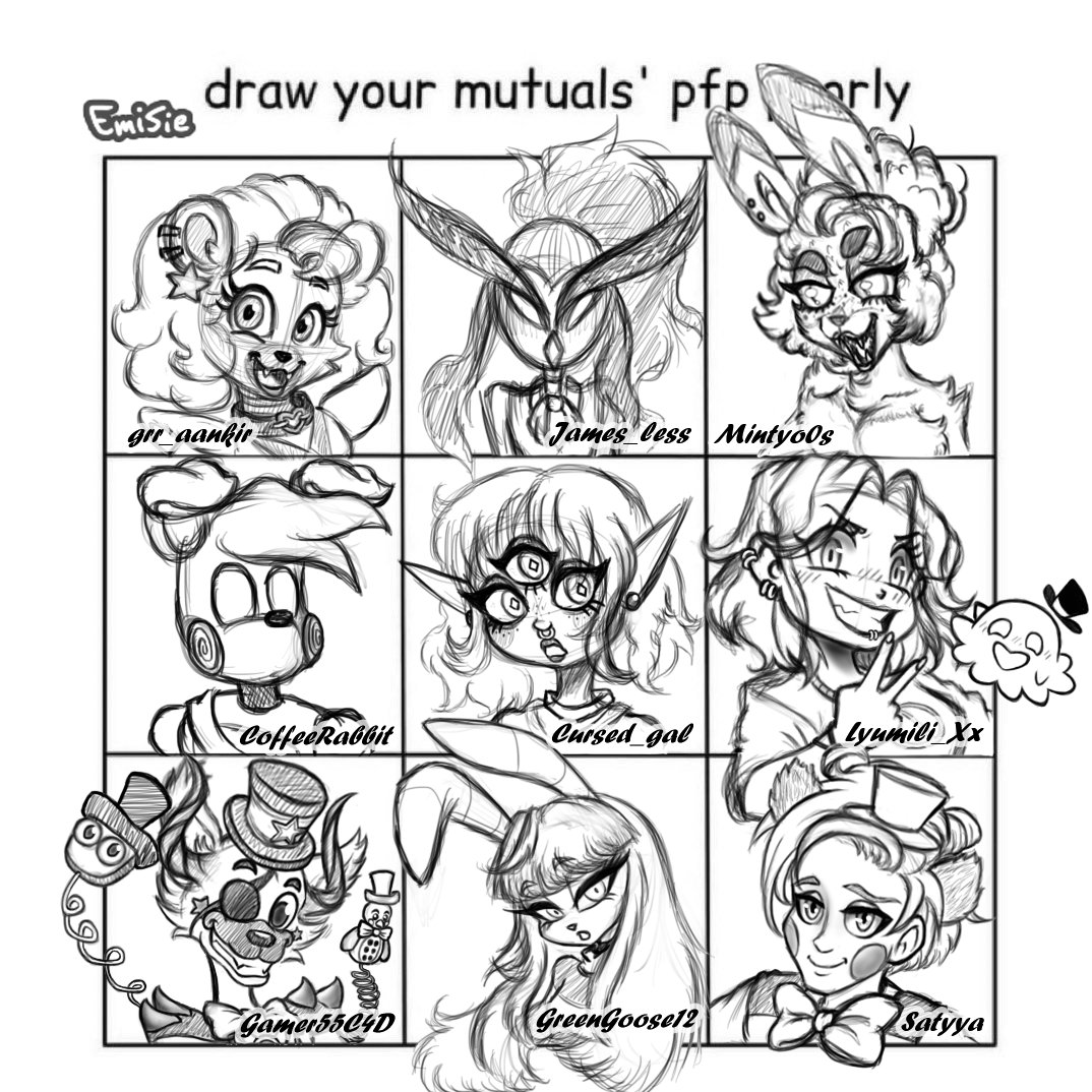 97EmilS's tweet photo. Here you go! I drew some more mutuals' profile pics! 😉☺️💖💝💜😎✨💫
#emisie #97emisie #pfp #mutuals #sketches https://t.co/punGvrBE9l