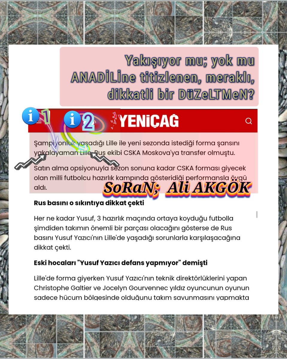 BorkluChe's tweet photo. @Gazete_Yenicag Lütfen iyi ama gerçekten iyi bir DüZeLTMeN istihdam ediniz.
Bu devirde böyle BaRiZ HaTaLaR⁉️
ℹ️1> Eleştiri; ELdir, DOSTtan DOSTa.

ℹ️2>
Her durumda her daim, siz SİZ olun;
🙏
VeRMeYiN 
iNSaNa iZiN 
KaNMaSı Ve SuSMaSı iÇiN.👍 https://t.co/ojQoWAXmbo
