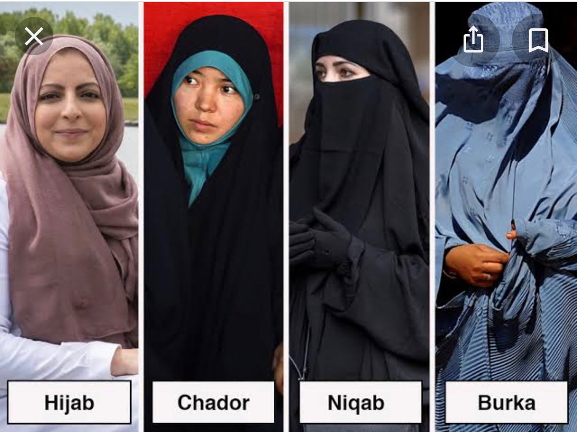 wearing burqa/ niqab / chador 