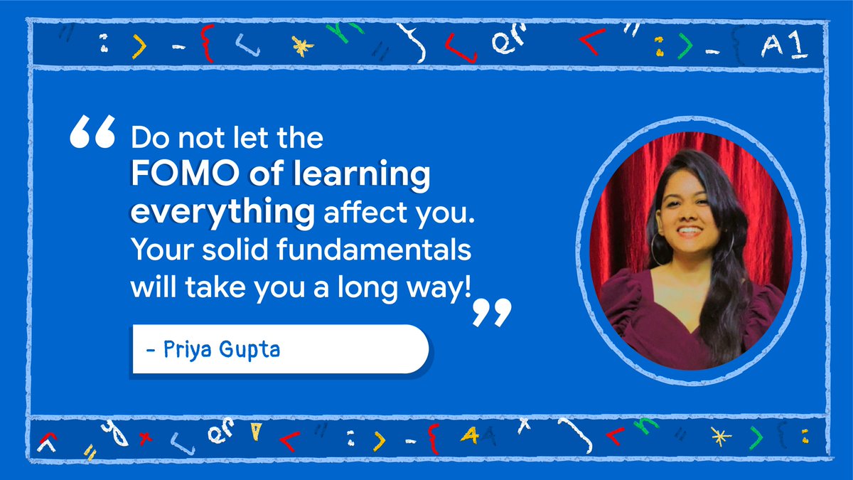 GoogleIndia's tweet image. If youโre also a girl who codes, read these as messages from a future you โค๏ธ 
Hereโs part 4/4 of inspo, from the #GirlsWhoCode at Google.
#InternationalDayOfWomenandGirlsinScience.