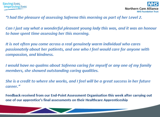 NCAFutures's tweet image. As we continue to celebrate our @NCAlliance_NHS apprentices throughout #NAW2022, it is amazing to receive feedback like this. 
A constant reminder of the dedication and passion of our apprentices throughout the #NHS workforce.
#CelebrationFriday #BuildTheFuture