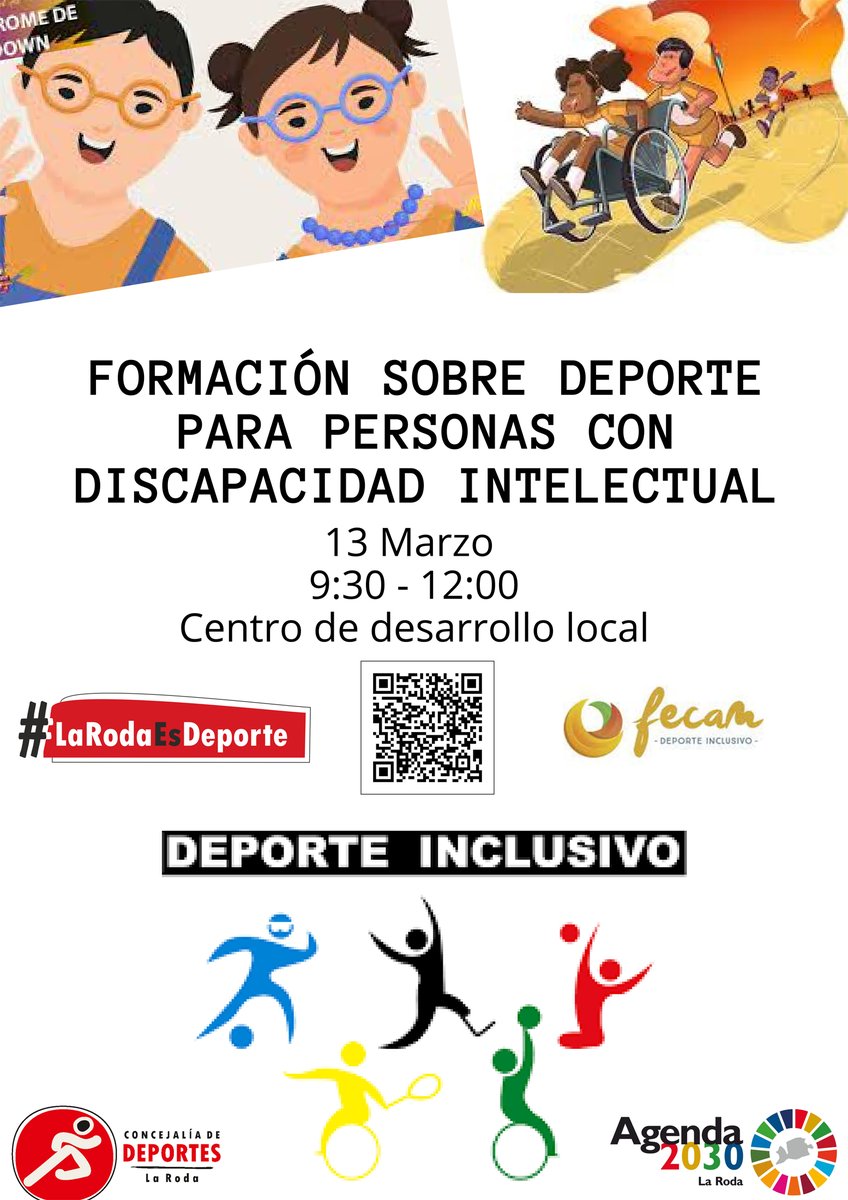 FORMACIÓN EN DEPORTE INCLUSIVO 
Inscripciones hasta finales de febrero en forms.gle/WHG5PdFwz6jRwe… o en redes sociales de la Concejalía de Deportes laroda.es/formacion-en-d…