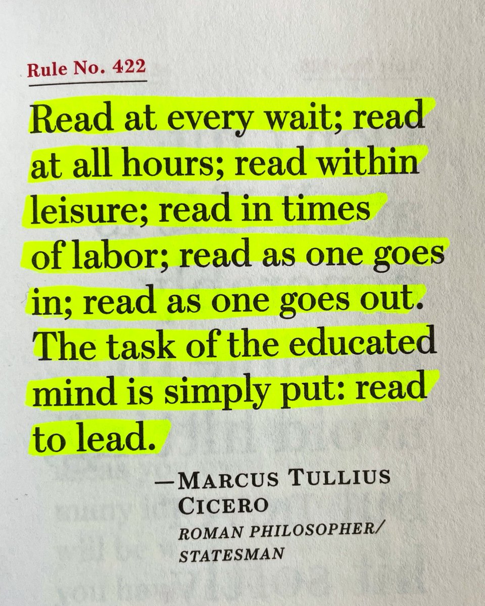 librarymindset's tweet image. “Read at every wait; read at all hours; read within leisure; read in times of labor; read as one goes in; read as one goes out. The task of the educated mind is simply put: read to lead.”-Marcus Tullius Cicero