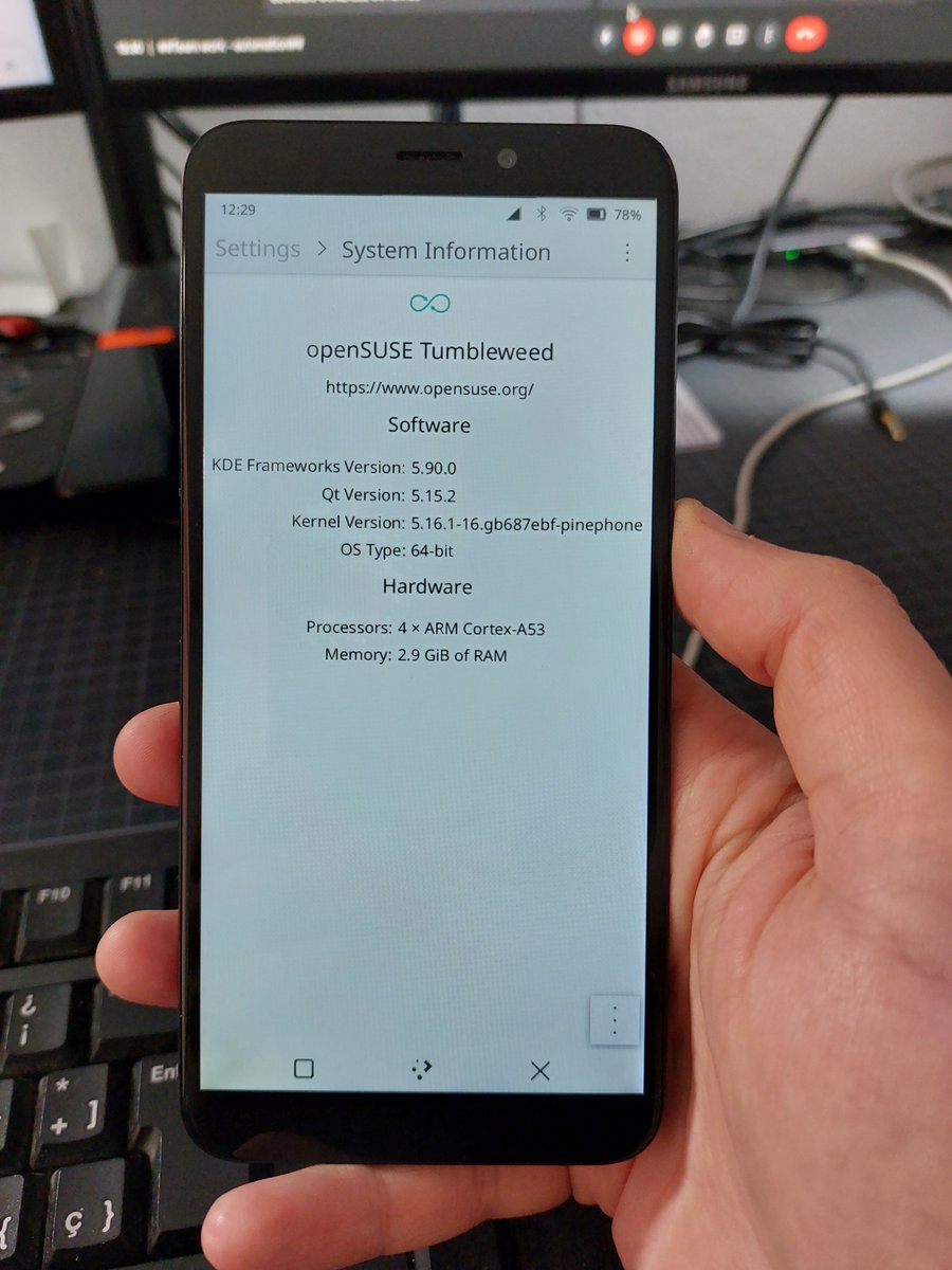 hadrianweb's tweet photo. This is what you need for your @thepine64 #Pinephone if you like @kdecommunity and Plasma Mobile, it much more smoother than previous releases and so good looking probably also influenced by @openSUSE's chameleon https://t.co/C6RJ67SbOV