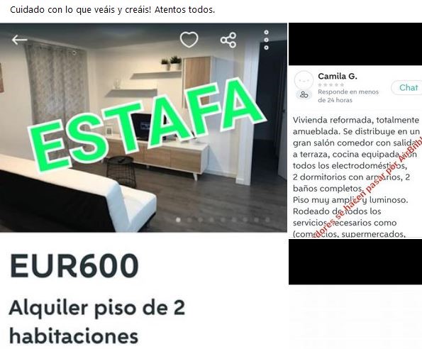 InfoRipollet's tweet photo. Alerta d'estafa per un fals pis de lloguer a Ripollet. Els estafadors anunciaven un habitatge de 2 habitacions "totalment reformat, moblat i amb terrassa", a través de les xarxes socials. Estava suposadament situat al carrer de La Lluna i es llogava  a un preu de 600 euros. https://t.co/BqXDvkeBNQ