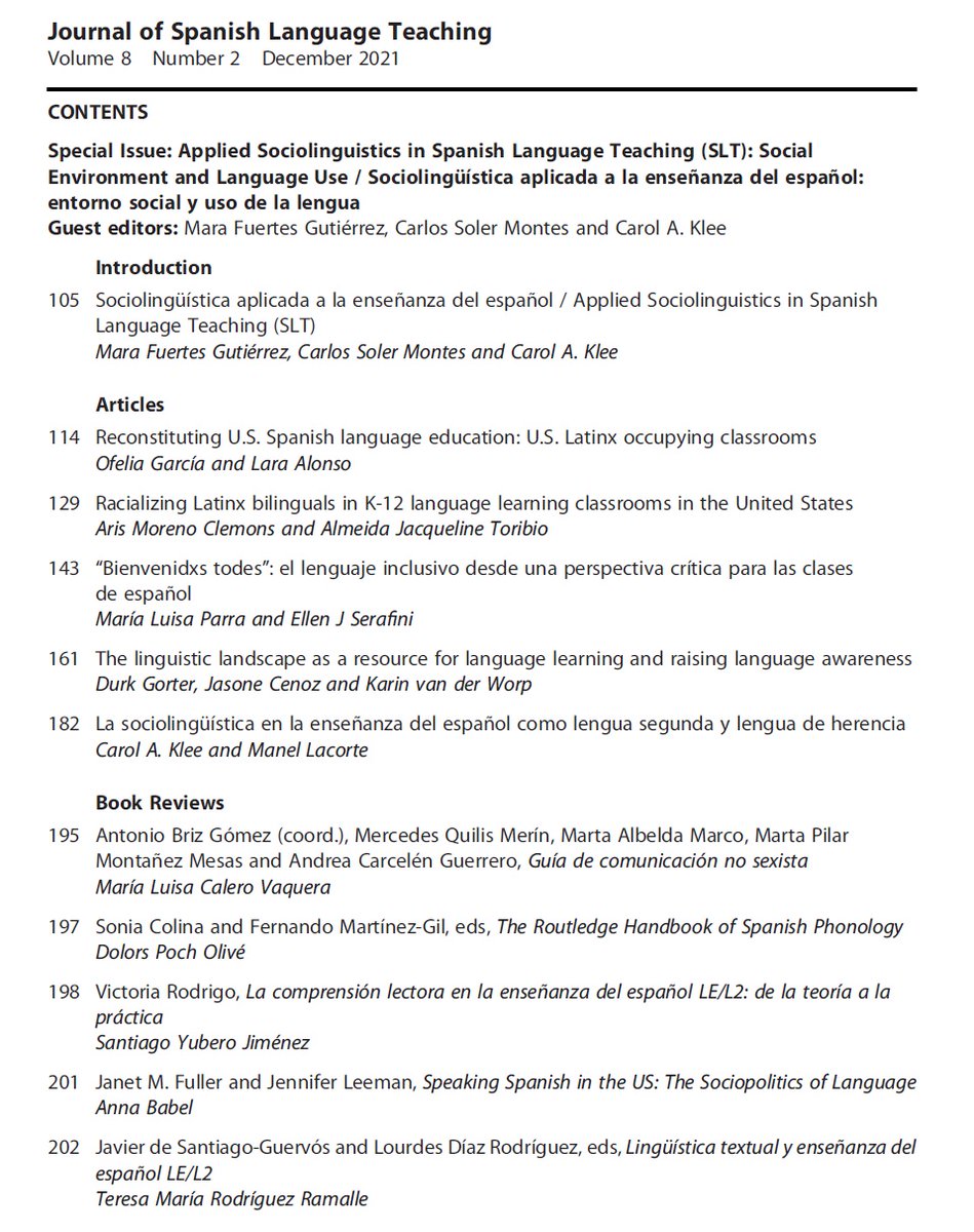 Publicado primer monográfico sobre “Sociolingüística aplicada a #ELE”, eds. Mara Fuertes Gutiérrez @OU_LAL, Carlos Soler Montes <a href="/LLCatEdinburgh/">LLCatEdinburgh</a> y Carol A. Klee <a href="/UMN_SpanPort/">Dept of Spanish & Portuguese UMN</a>. En abierto (Introducción) bit.ly/3gEL2xm #twitterELE <a href="/todoele/">Todoele</a> <a href="/aesla/">carmen maria  alva</a> <a href="/BlogAhoraELE/">María García Fernández</a> @ELEUK2014