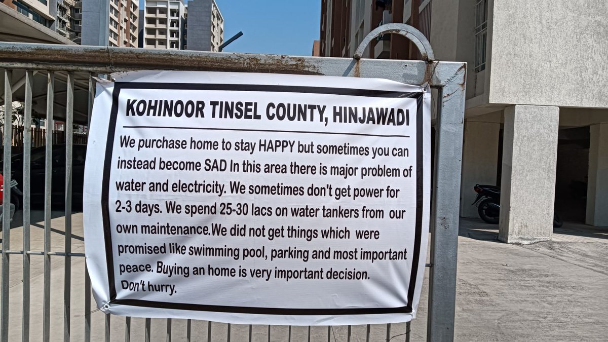 stephensunique's tweet photo. @tinselcounty.  @kohinoorpune @AUThackeray- @OfficialPMRDA @NitinRaut_INC  @CMOMaharashtra @maha_governor  @Jayant_R_Patil @supriya_sule @AjitPawarSpeaks 
Agonized residents of a housing society in Hinjewadi Phase 3. 
Around 470 flat owner suffer improper basic provisioning. https://t.co/BcJvHEbXyW