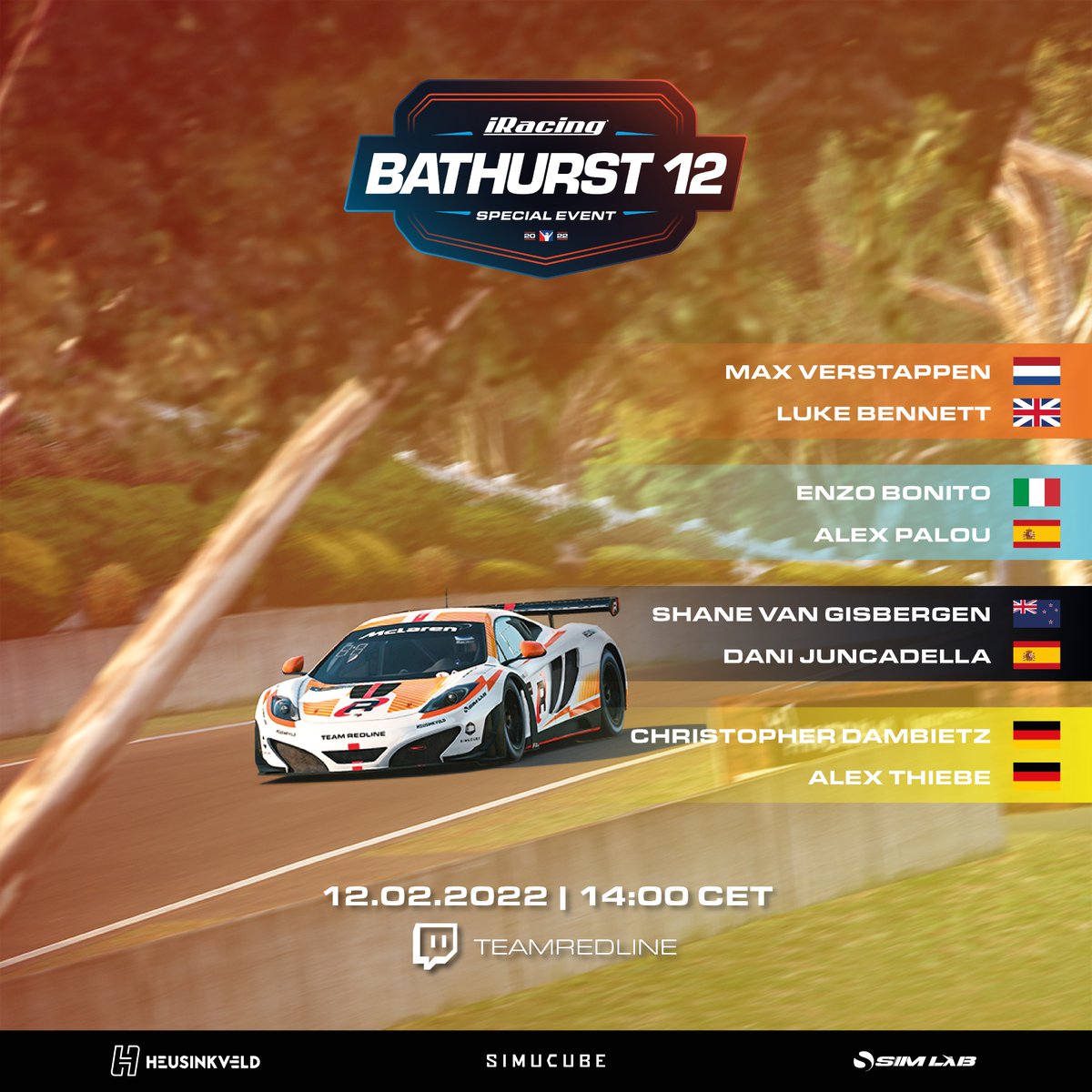 Our teams are more than ready to send it up &amp; down the mountain 🚀

Watch <a href="/maxbenecke11/">Maximilian Benecke</a> <a href="/Max33Verstappen/">Max Verstappen</a> <a href="/AlexPalou/">Alex Palou Montalbo</a> and Shane van Gisbergen race live on our stream

📺 twitch.tv/teamredline | 14:00 CET