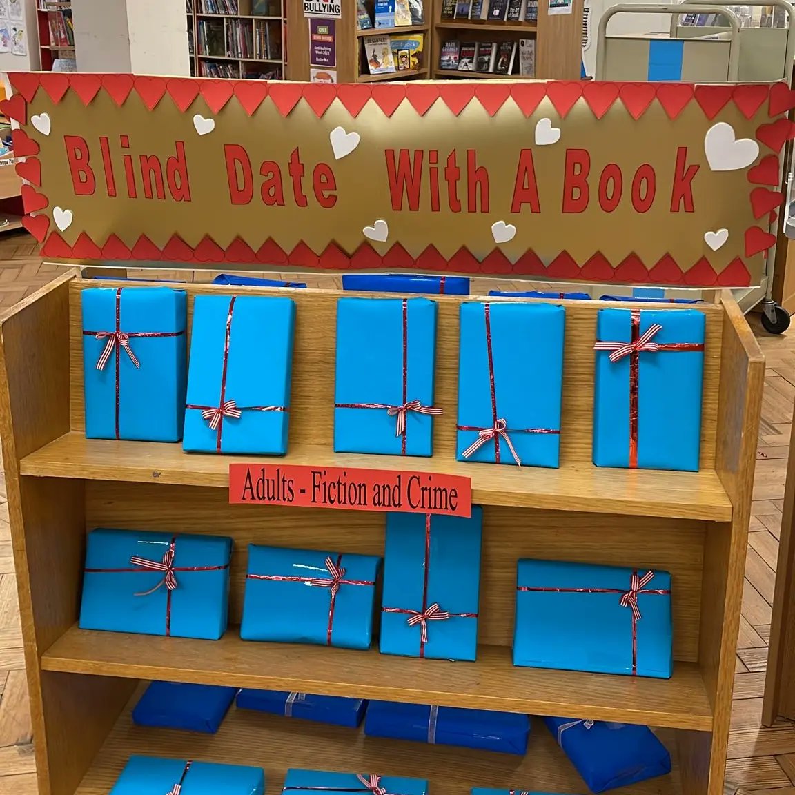 BurgRdLibrary's tweet photo. ❤️Blind date with a book❤️ 

Make this #ValentinesDay a memorable one by going on a "blind date" with one of our mystery books! 

Available at #BurgessRoadLibrary this week and next week! 

#HappyValentinesDay #BlindDate #BlindDateWithABook https://t.co/lyjSzNzAD6
