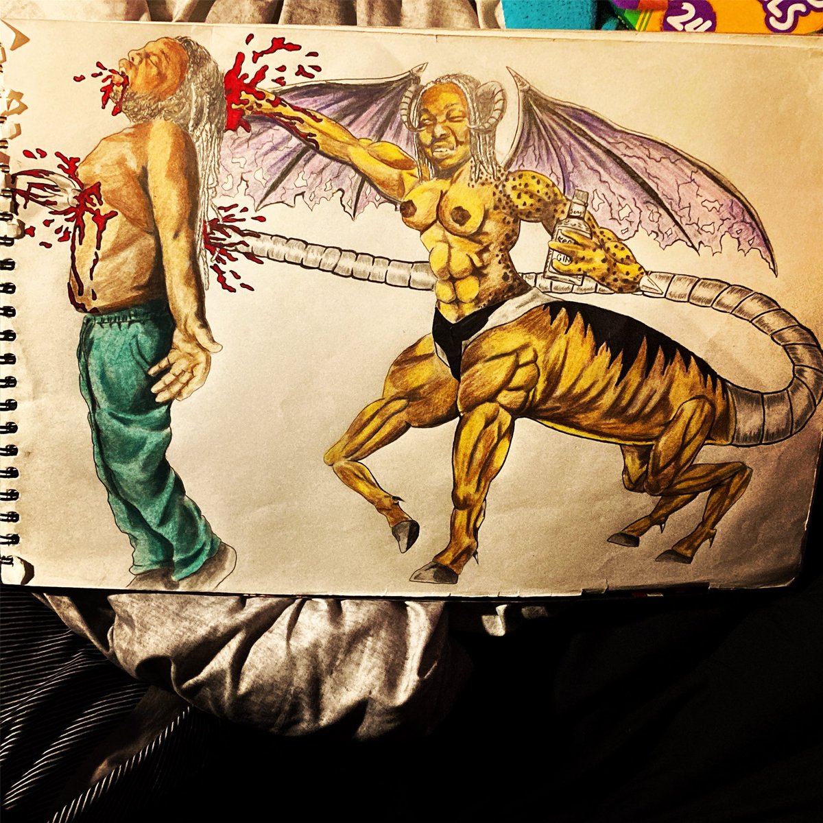 901LeftFree's tweet photo. Showing my #progress to my #TrueColors #illustration showing how #love #affection #lust can effect both your #heart and #brain when someone close can #hurt you. In my #drawing I’m expressing a #Sagittarius #succubus #impaling me https://t.co/EA0eh5BgnX