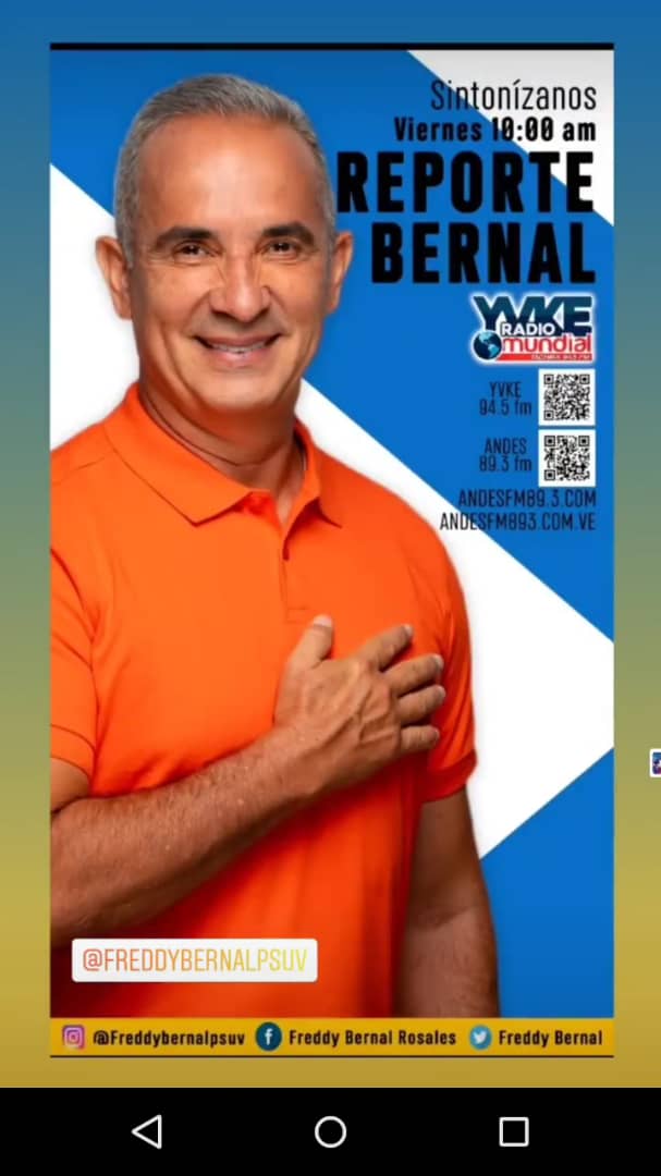 Claplastiendit1's tweet photo. @FreddyBernal: "Mi gente, los invito *#Hoy #11Feb* a partir de las 10:00 am a sintonizar *#ReporteBernal,* transmitido por @YvkeTachira 94.5 FM y conducido por el Afrodescendiente de la Comunicación @arguelloyepfri
@KaremDeBernal
@Amemosaltachira
@Gob_Tachira https://t.co/DvYwNRZlbo