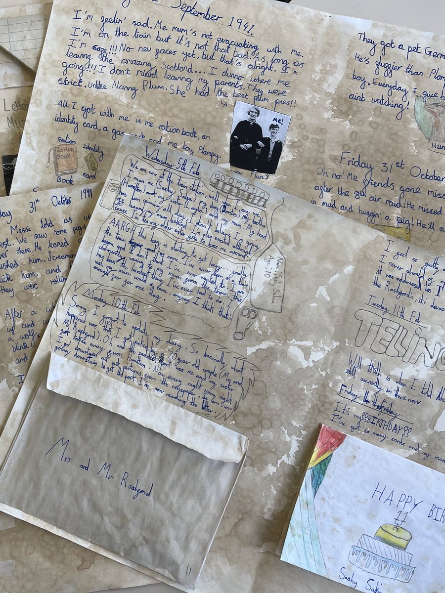 Miss_C_Nelson_'s tweet photo. Yr 6 have loved being immersed in their core text this week. They have learnt about life as an evacuee and have been inspired to create their own diary entries. @PelhamPrimary_ @trustilluminate https://t.co/XTzLoVCslv