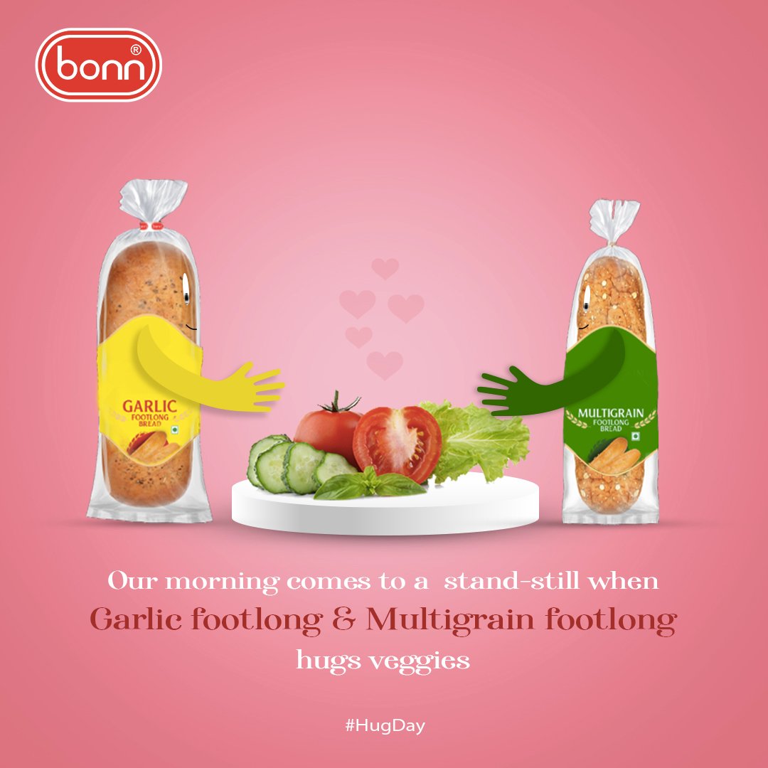 Bonnfoods's tweet photo. You and your partner can be completely different like Bonn Multigrain footlong and Garlic footlong but your tendering hug to each other is all that's needed to embrace the romantic ecstasy this #hugday.
.
.
#hugsomeonetoday #hugyourcatday ##datenight #bonngroup #BonnIndia https://t.co/iZy78bowFo
