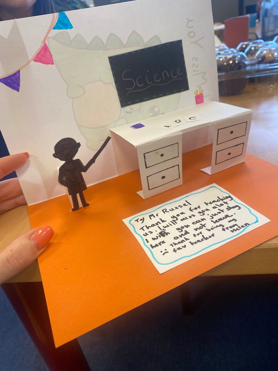 ScienceGHS1's tweet photo. Sad farewell to Mr Russell today @GovanHighSchool  😢 the winning card was definitely from Helen in S2! So creative ❤️ https://t.co/9NHus0613w