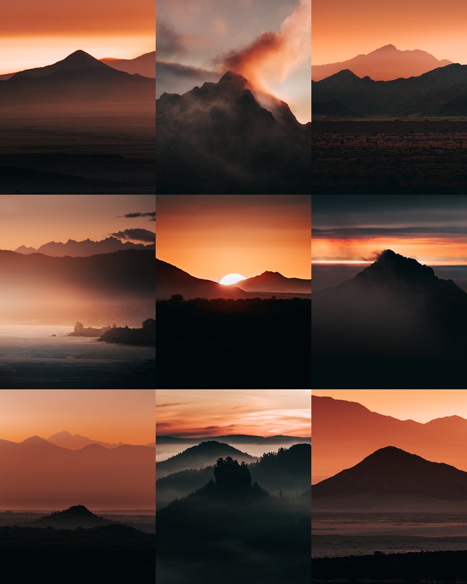 fredeschindler's tweet photo. Silhouettes of mountains I've photographed all over the world ⛰️📸

Results of many hours of hiking in the dark. https://t.co/6rPAVl2Nhg